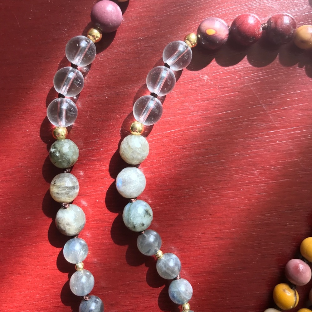8mm Mala with Labradorite, smoky quarts, Mookaite - Picture 12 of 12